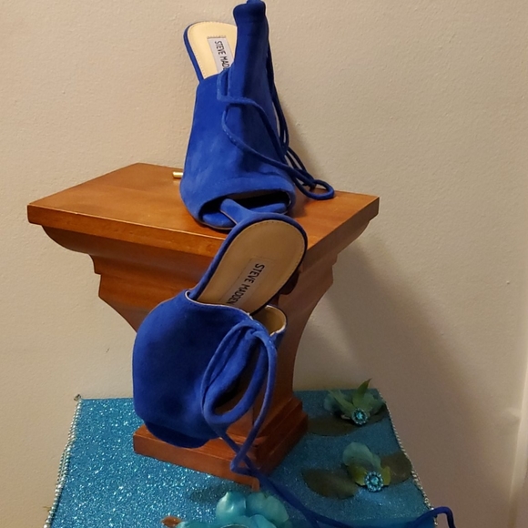 🥂🎉HP🎉🥂Steve Madden Blue Suede Lace Up Sandal - Picture 9 of 9